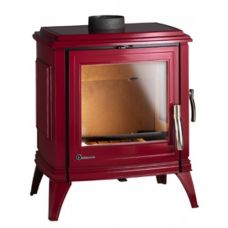 Sedan M - дровяная печка с большим стеклом, цвет красный